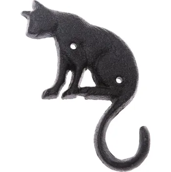 Věšák Nástěnný věšák Litinová kočka s dlouhým ocasem