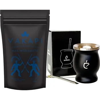 Čaj Výhodný set: Mentální vzpruha, yerba maté Vakapi Mas Inteligente s černou kalabasou a bombillou