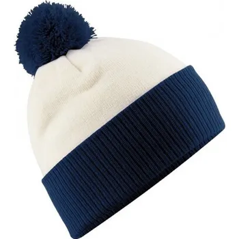 Čepice Beechfield Dvoubarevná čepice Snowstar s bambulí Barva: bílá - modrá námořní CB451