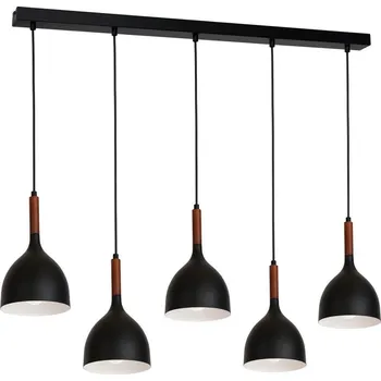 Lustr na lanku NOAK WOOD 5xE27/15W/230V černá/buk