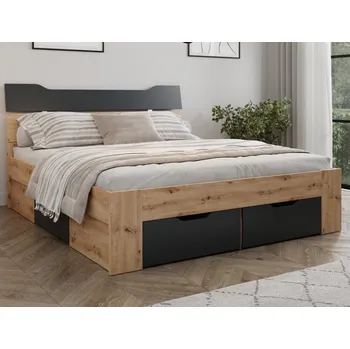 Postel ASKO - NÁBYTEK Postel s úložnými zásuvkami Asko 180x200 cm, dub artisan/antracit