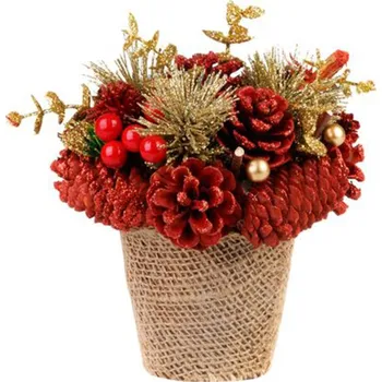 Vánoční dekorace Ikebana MagicHome, přírodní vzhled, červená, 17x17cm