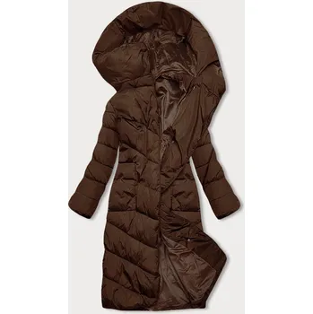LHD Dlouhá dámská zimní bunda 2M-033 hnědá