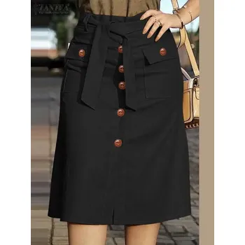 Dámská sukně Dámská cargo sukně s kapsami a pásky Velikost: M, Barva (Varianta): A-black