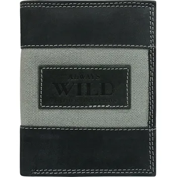 Peněženka Vertikální pánská peněženka, přírodní kůže, nubuk Hlavní barva \ Tvar: černá \ svislá
