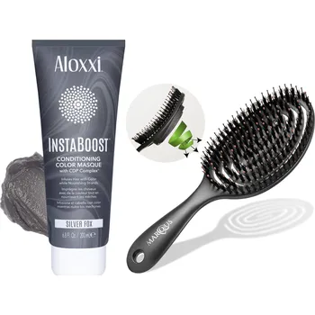 ALOXXI® InstaBoost hydratační maska stříbrná 200 ml a bio kartáč MarQus s kančími štětinami