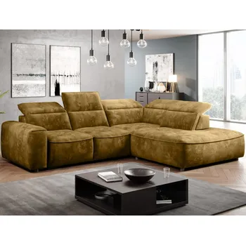 Sedací souprava Rohová sedací souprava Colombo, žlutá látka, pravý roh