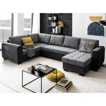 Sedací souprava ASKO - NÁBYTEK Polly souprava tvar levé U varianta černá/šedá