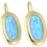 Goldstore Zlaté náušnice s modrými oválnými opály Váha: 2.84 g