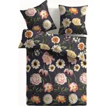 Povlečení Elisabeth, černé s barevnými květy