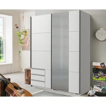 Šatní skříň Šatní skříň se zrcadlem Emden, 135 cm, bílá