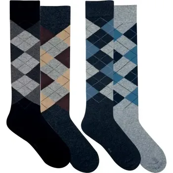 Dámské ponožky Kárované bavlněné vzorované elastické podkolenky RS