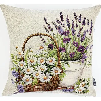 Dekorativní polštářek BYTEMA Gobelínový povlak na polštář KRÁSA V KOŠÍKU 45 x 45 cm