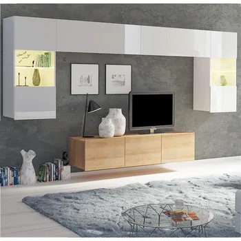 Obývací stěna Obývací stěna CALABRINI d | 300 cm | 5 dílů G1 | dub zlatý/bílá lesk