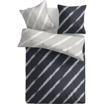 Povlečení Povlečení Estella 140x200 cm, pruhované modro-šedé, renforcé