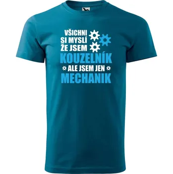 Pánské tričko DOBRÝ TRIKO Pánské tričko s potiskem Kouzelník mechanik Velikost: S, Barva: Petrolejová