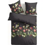 Povlečení Esther, černé, motiv zahrada