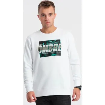 Pánská mikina Ombre Clothing Pánská bílá mikina s výrazným nápisem V1 SSPS-0156