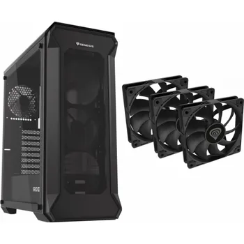 Počítač Pouzdro Genesis Irid 505 V2 MIDI TOWER (NPC-1517) + 3 balení Oxal 120 ventilátorů Black (NGF-2043)