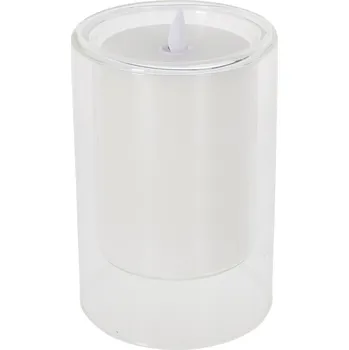 Svíčka LED svíčka ve skle 10x15 cm, transparentní