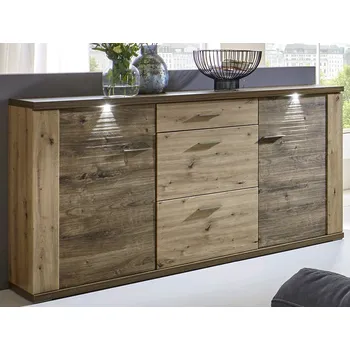 Komoda Široká komoda Grande, dub artisan/dub ribbeck, s osvětlením