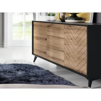 Komoda Široká komoda se zásuvkami Diamond, černá/dub