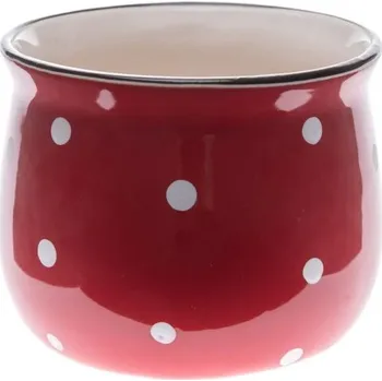 Květináč Obal na květináč Puntíkatý 9,5 cm, červeno-bílý