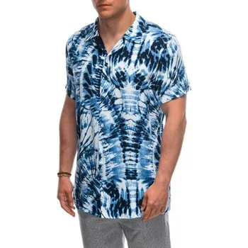 Pánská košile Ombre Clothing Vzorovaná bílo/modrá košile V12 SHPS-0113