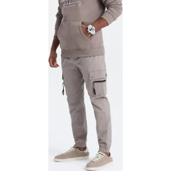 Pánské kalhoty Ombre Clothing Trendy béžové jogger kalhoty V2 PAJO-0125
