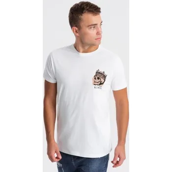 Pánské tričko Ombre Clothing Bílé tričko se zajímavým potiskem V3 TSPT-0167