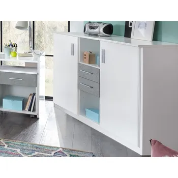 Komoda Široká komoda Joker, bílá/šedý beton