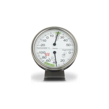 Domácí teploměr Hama Tahiti, analogový teploměr/vlhkoměr, nerezový, stříbrný