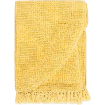 Přehoz na lůžko vidaXL Přehoz bavlna 125 x 150 cm hořčicově žlutý