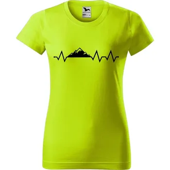 Dámské oblečení DOBRÝ TRIKO Dámské tričko s potiskem Tep hory Barva: Limetková, Velikost: L