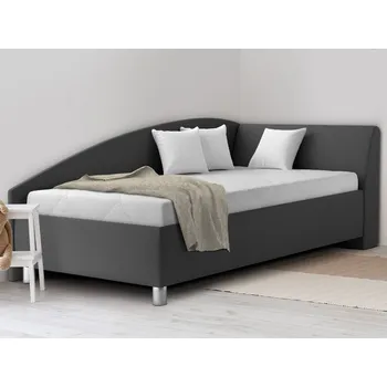 Postel Rohová postel Andrew pravá 110x200 cm, tmavě šedá látka