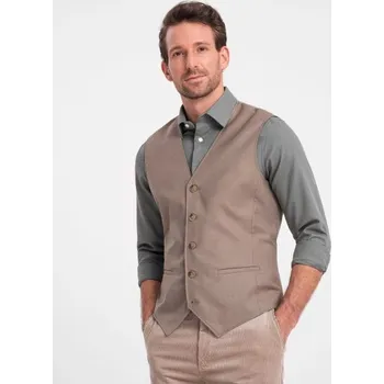 Ombre Clothing Trendy béžová elegantní vesta V2 BLZV-0112