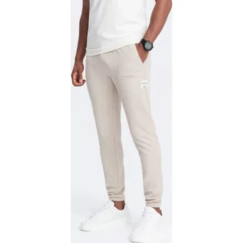 Ombre Clothing Trendy béžové pletené tepláky V1 PASK-0211