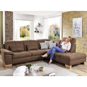 Sedací souprava Rohová sedací souprava Garland, hnědá látka, bez funkcí