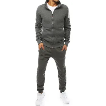 Tepláková souprava svetr na zip bez kapuce + jogger tepláky Barva: Tmavě Šedá, Velikost: L