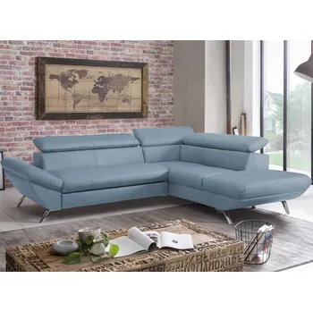 Sedací souprava Rohová sedací souprava Estelle, azurově modrá látka, pravý roh