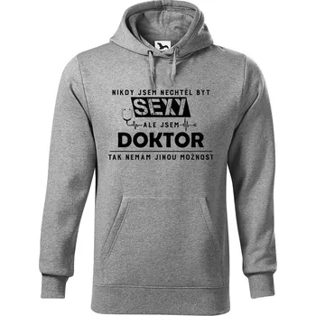 Pánská mikina DOBRÝ TRIKO Pánská mikina s potiskem Sexy doktor Velikost pánské mikiny: 5XL, Barva: Tmavě šedý melír