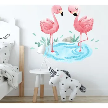 Samolepící dekorace Nálepky na zeď plameňáci v jezírku - Plotbase, s.r.o., 55x100cm