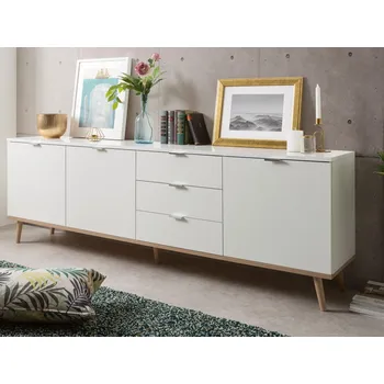 Komoda Široká komoda Göteborg, bílá/dub sonoma