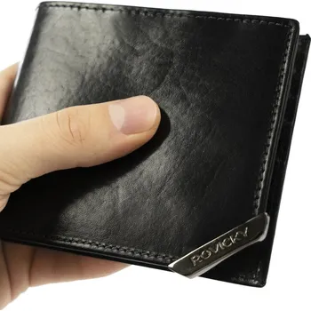 Peněženka Pánská horizontální peněženka se zlatým akcentem Hlavní barva \ Barva kování: černá || hnědá \ stříbrná