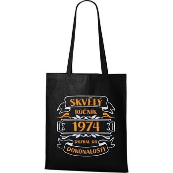 Nákupní taška DOBRÝ TRIKO Bavlněná taška s potiskem Skvělý ročník 1974 Barva: Černá