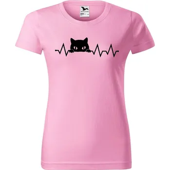 DOBRÝ TRIKO Dámské tričko s potiskem Tep kočka Barva: Růžová, Velikost: 3XL