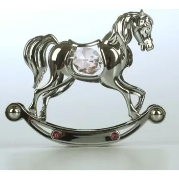 Žertovný předmět Houpací koník Crystocraft k narození holčičky - stříbrná