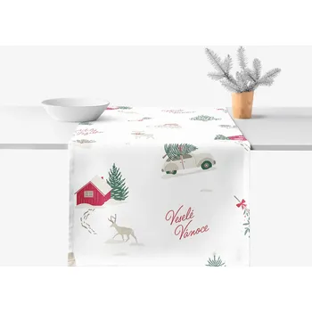 ubrus Vánoční běhoun na stůl z pevné bavlny - České Vánoce 20x120 cm