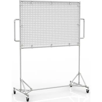 Pojízdná tabule s perfopanelem 24042532 [šedá + stříbrné spojky] Vyberte barvu konstrukce:: modrá + černé spojky