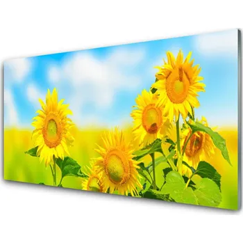 Obraz Obraz na skle Slunečnice Květiny Příroda 120x60 cm 4 Přívěsky